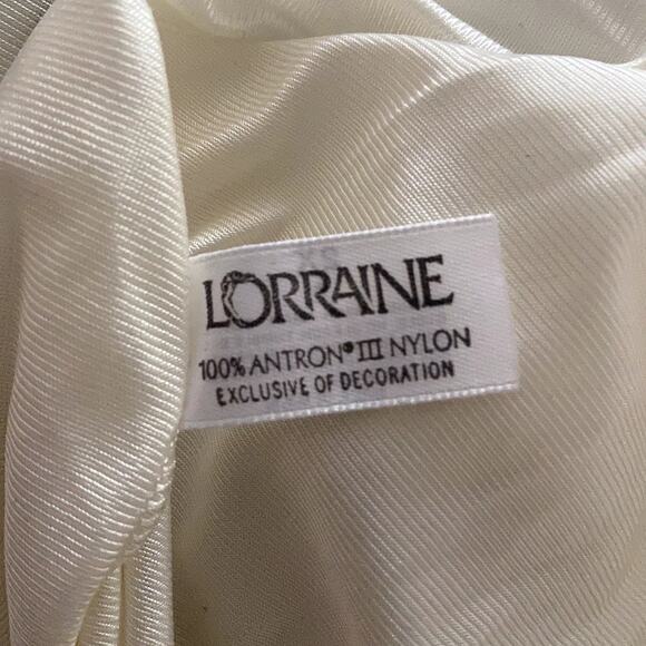 Vintage Lorraine Robe USA Bridal Tie Waist Scalloped Lace Elastic Ivory 2X NWT - Picture 5 of 5